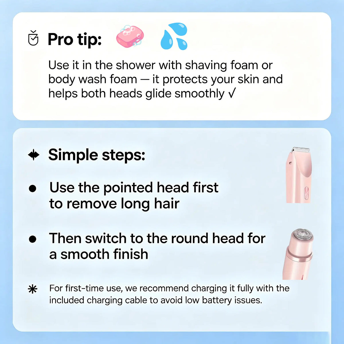 Women'S Dual-Head Body Hair Trimmer Shaver Machine, USB Rechargeable Waterproof Portable Mini Shaver, for Underarm Leg Face Bikini Line Routine, Travel-Friendly, Women'S Gifts for Self Care, Usb Rechargeable Shaver