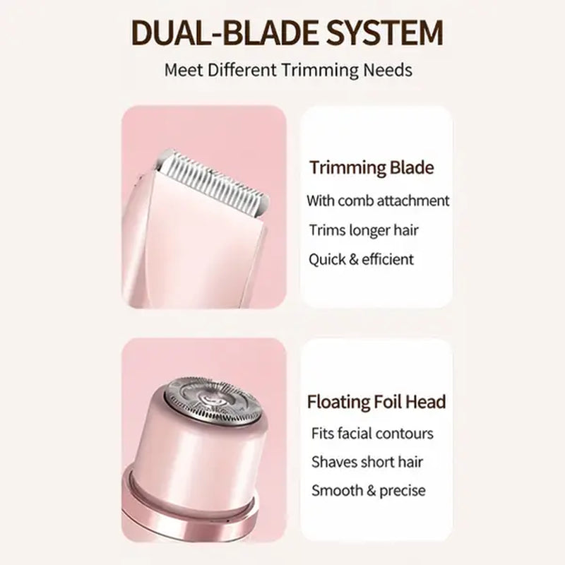 Women'S Dual-Head Body Hair Trimmer Shaver Machine, USB Rechargeable Waterproof Portable Mini Shaver, for Underarm Leg Face Bikini Line Routine, Travel-Friendly, Women'S Gifts for Self Care, Usb Rechargeable Shaver
