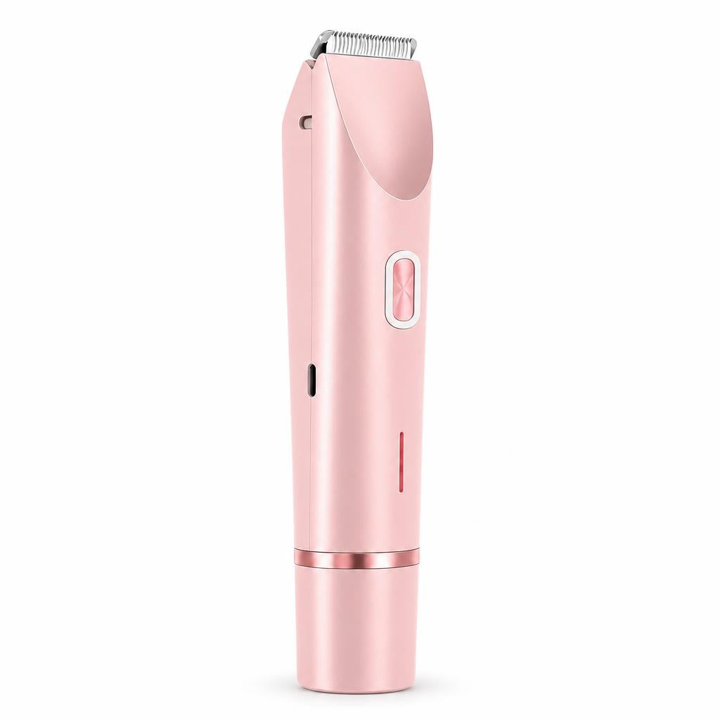 Depilador eléctrico doble cabezal Suave, color rosa, vista de tres cuartos